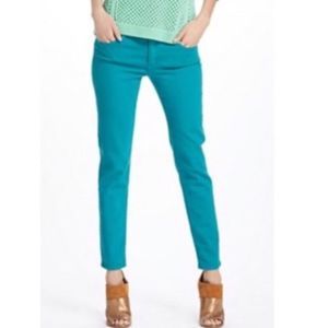 AG Turquoise Stevie Ankle Slim Straight Leg Jeans
